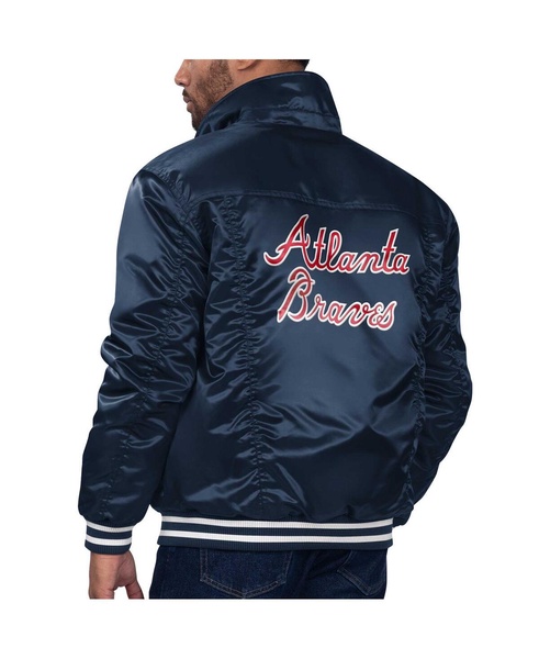 Levi’s x Starter Men's Navy Atlanta Braves Silver Tab Satin Full-Snap Trucker Jacket