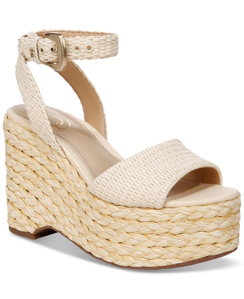 Women's April Ankle-Strap Raffia-Wedge Sandals