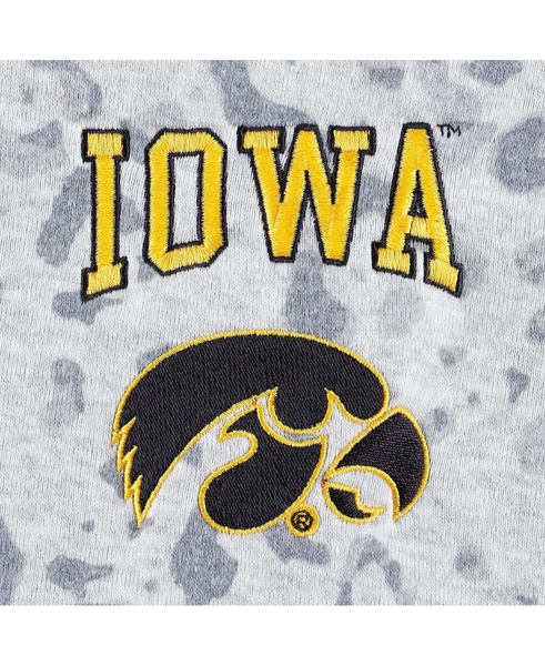 Women's Heather Gray Iowa Hawkeyes Leopard Quarter-Zip Sweatshirt