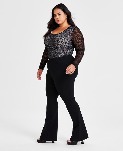 Trendy Plus Size High-Rise Ponte Flare-Leg Pants, Created for Macy's 