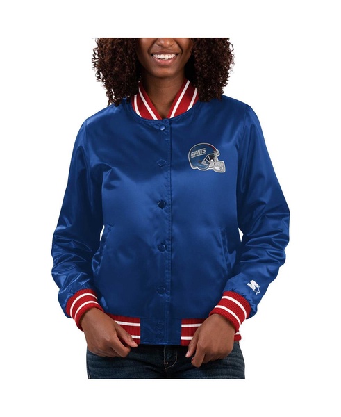 Women's Royal New York Giants Full Count Satin Full-Snap Varsity Jacket