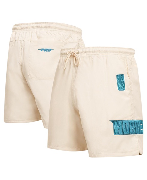 Men's Cream Charlotte Hornets Triple Tonal Woven Shorts