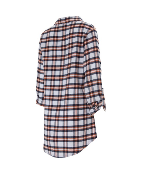 Women's Navy Chicago Bears Sienna Plaid Full-Button Long Sleeve Nightshirt