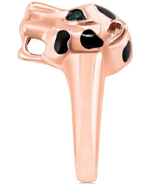 EFFY® Diamond (1/3 ct. t.w.) & Emerald Accent Panther Head Ring in 14k Rose Gold