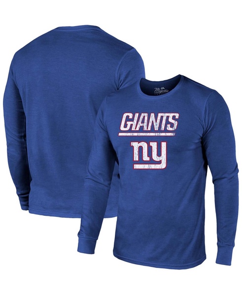 New York Giants Lockup Tri-Blend Long Sleeve T-shirt - Royal