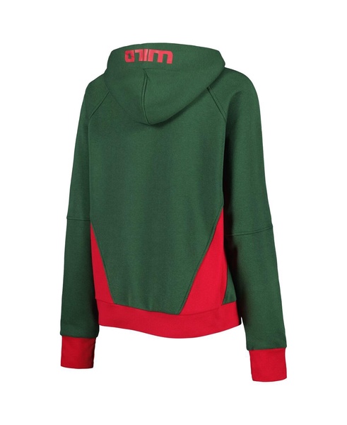 Women's Green Minnesota Wild Wishbone Half-Zip Hoodie