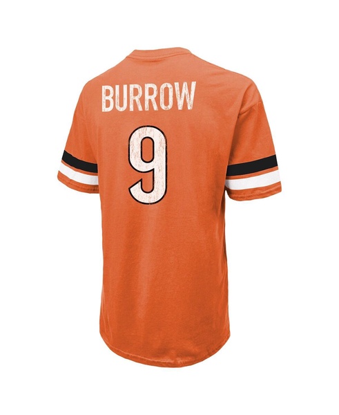 Men's Threads Joe Burrow Orange Distressed Cincinnati Bengals Name and Number Oversize Fit T-shirt