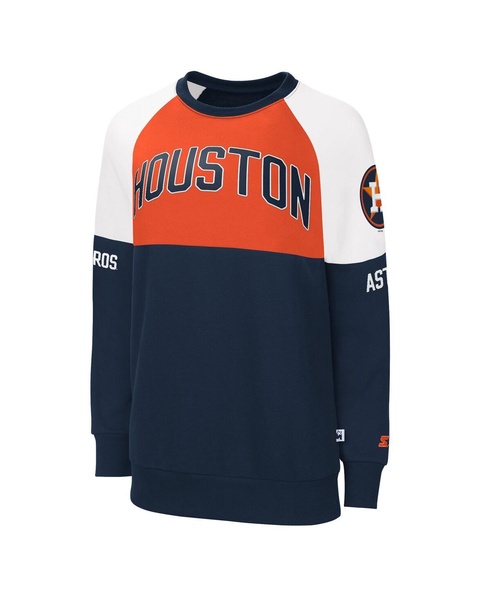 Women's Navy, Orange Houston Astros Baseline Raglan Pullover Sweatshirt