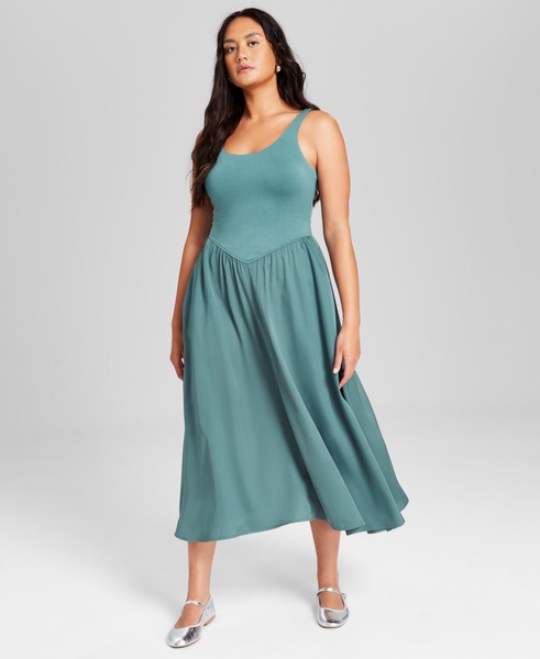 Women’s Scoop-Neck Mixed-Media Dress, Created for Macy’s 