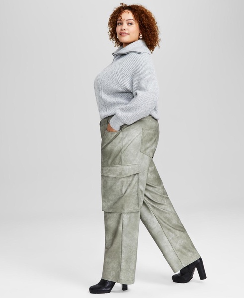 Trendy Plus Size Faux-Leather Cargo Pants, Created for Macy's