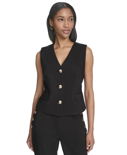 Women's Sleeveless V-Neck Button-Front Vest