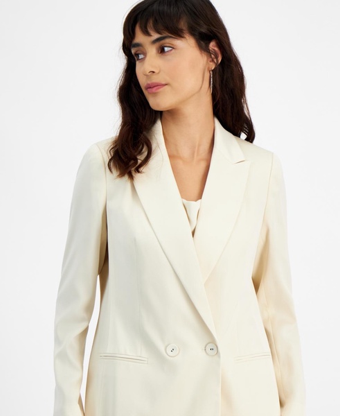 Women's Satin Notched Collar Double-Breasted Blazer, Created for Macy's