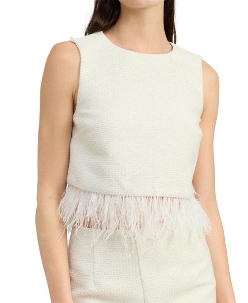 Women's Arden Sleeveless Feather-Trim Top