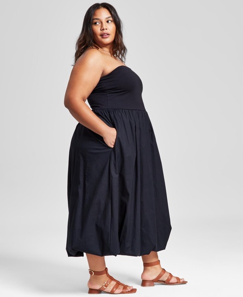 Plus Size Cotton Strapless Bubble Dress, Created for Macy's 