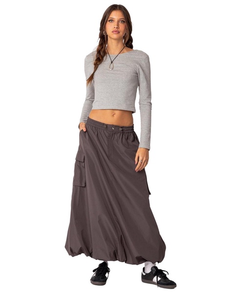 Women's Bubble cargo nylon maxi skirt