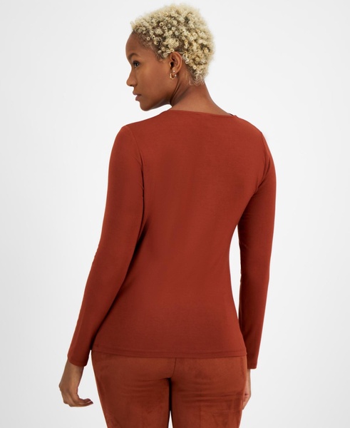 Women's Asymmetric-Neck Long-Sleeve Top, Created for Macy's 