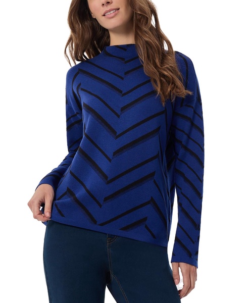 Petite Chevron Jacquard Mock Neck Sweater