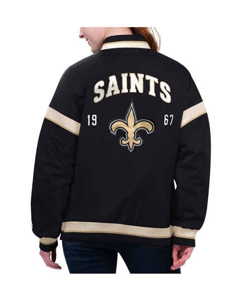 Women's Black New Orleans Saints Tournament Full-Snap Varsity Jacket