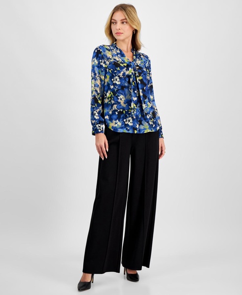 Women's Floral-Print Tie-Neck Blouse, Exclusively at Macy's