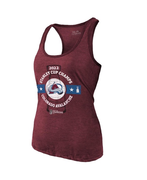 Women's Threads Burgundy Colorado Avalanche 2022 Stanley Cup Champions Racerback Tank Top