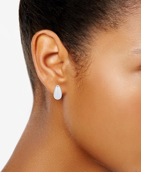 Silver-Plated or 18K Gold-Plated Puff J Hoop Earring