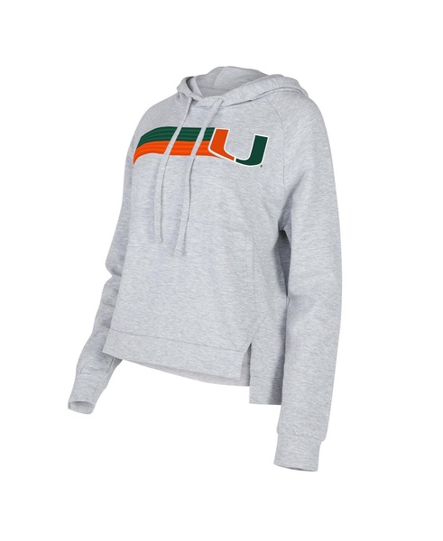 Women's Gray Miami Hurricanes Cedar Tri-Blend Raglan Pullover Hoodie