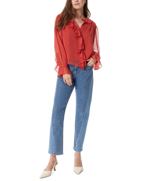 Women's Ruffle-Trim Button-Front Blouse 