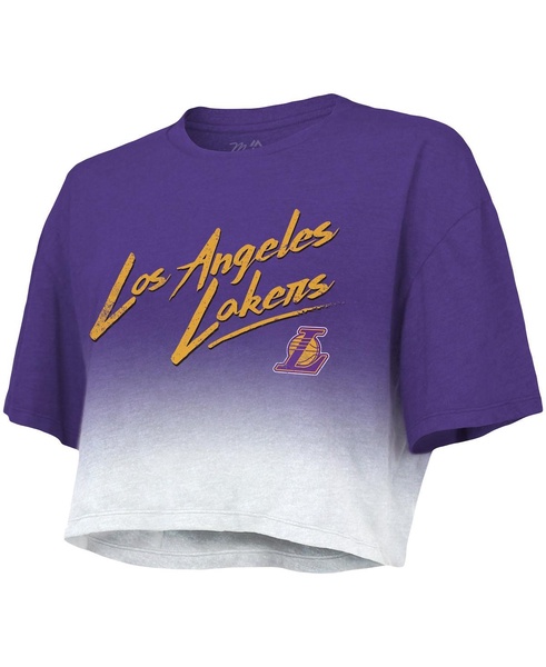 Women's Threads Purple and White Los Angeles Lakers Dirty Dribble Tri-Blend Cropped T-shirt