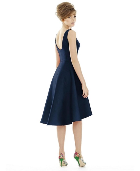 Bateau Neck Satin High Low Cocktail Dress