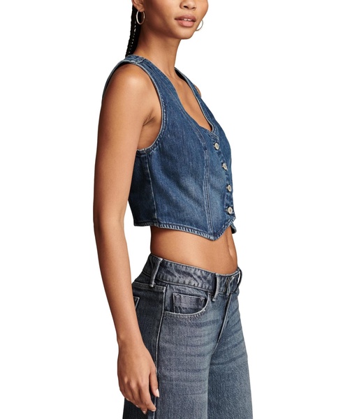 Women's Lucky Cropped Tailored Denim Vest