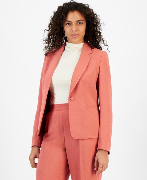 Women's Textured Crepe Single-Button Notched-Collar Blazer, Created for Macy's