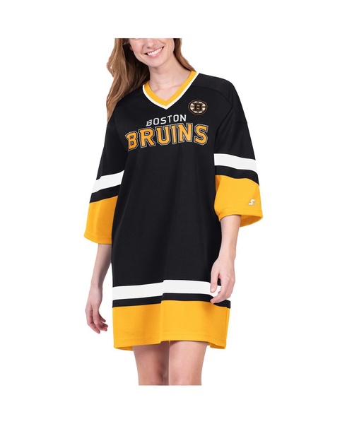 Women's Boston Bruins Hurry-Up Offense Boxy V-Neck Half-Sleeve Sneaker Dress