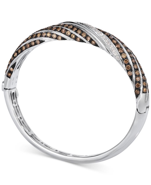 Chocolate & Vanilla Diamond Swirl Bangle Bracelet (5-1/3 ct. t.w.) in 14k White Gold