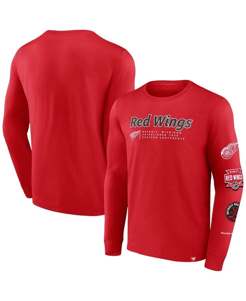 Men's Red Detroit Red Wings Strike the Goal Long Sleeve T-shirt