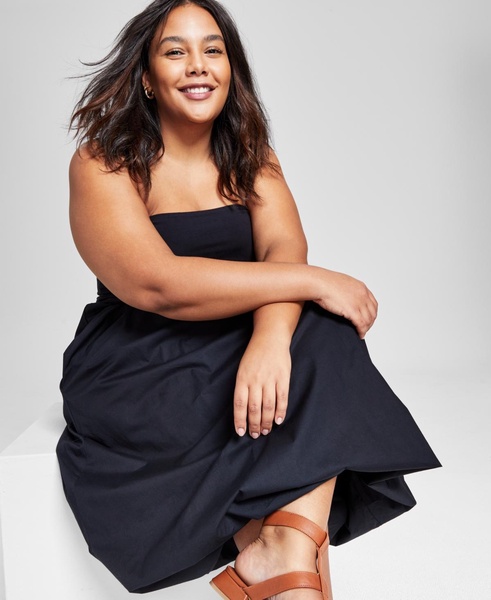 Plus Size Cotton Strapless Bubble Dress, Created for Macy's 