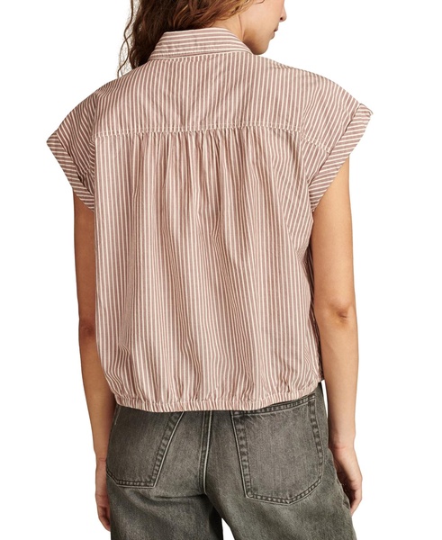 Women's Striped Cotton Button-Front Shirt