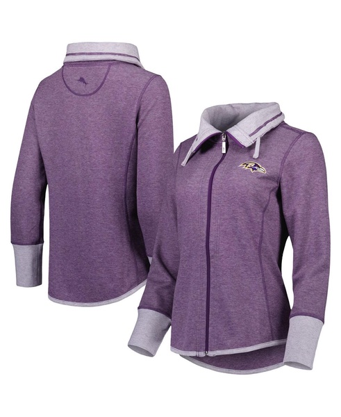 Women's Heathered Purple Baltimore Ravens Sport Sun Fade Full-Zip Sweatshirt