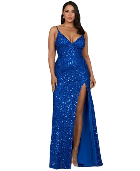 Women's Beaded v-neck dress with slit