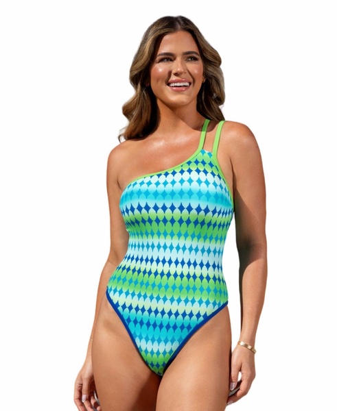 Women's X JoJo Diamond Jacquard One-Shoulder One-Piece Swimsuit