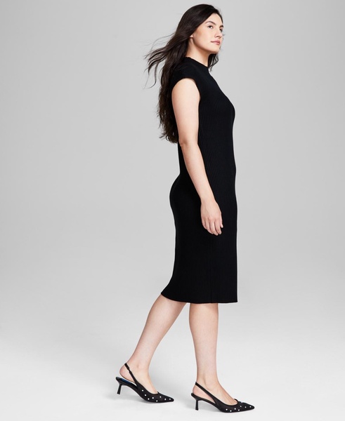 Women's Ribbed Sweater Mock-Neck Midi Dress, Created for Macy's