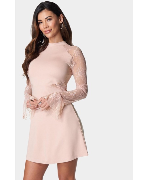 Women's Lace Bell Sleeve Cutout Dress