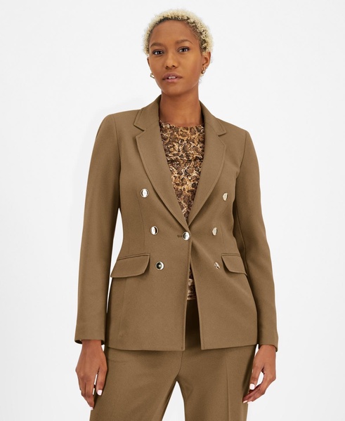 Women's Textured Crepe Notch-Lapel Faux-Double-Breasted Blazer, Created for Macy's 