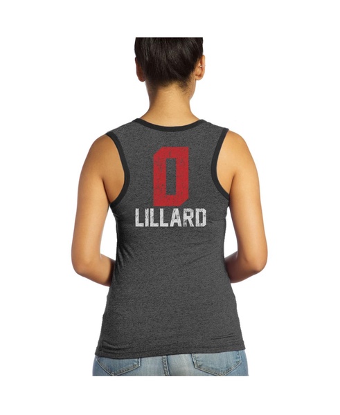 Women's Threads Damian Lillard Black Portland Trail Blazers Name and Number Tri-Blend Tank Top