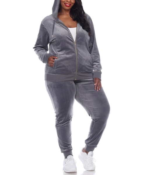 Plus Size Velour Tracksuit Loungewear 2pc Set