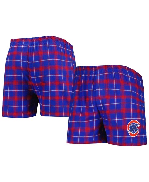 Men's Royal, Red Chicago Cubs Ledger Flannel Boxers