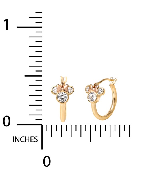 Minnie Mouse Cubic Zirconia Small Hoop Earrings in 10k Yellow & Rose Gold, 1/2" 