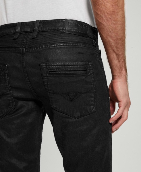 Men's Coated Denim Slim Tapered Zip Jeans