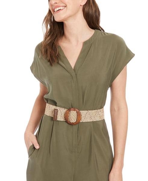 Women's V-Neck Belted Wide-Leg Jumpsuit 