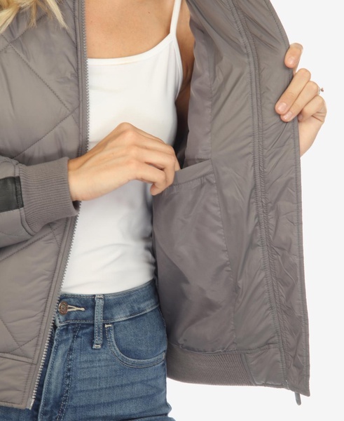 Women's Lightweight Diamond Quilted Puffer Bomber Jacket