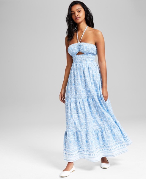 Women's Cotton Sleeveless Cutout Tiered Maxi Dress, Exclusively at Macy's 